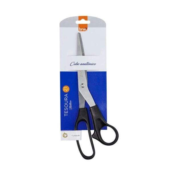 Tesoura de Aço Inox 21cm Cabo Anatômico Blister com 1un BRW