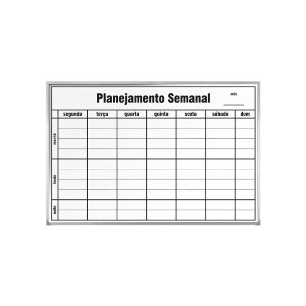 Quadro Branco Planejamento Semanal Moldura Aluminio 90x60 - Branco (21,25)