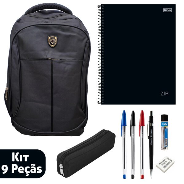 Kit Escolar Estudante Mochila Caderno Caneta Lapiseira