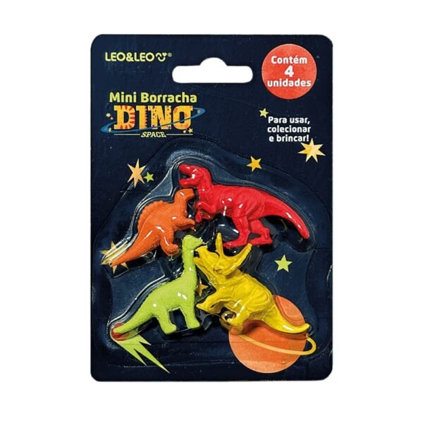 Mini Borracha Formato Dino Modelos Sortidos Blister c/ 4 Uns - Image 2