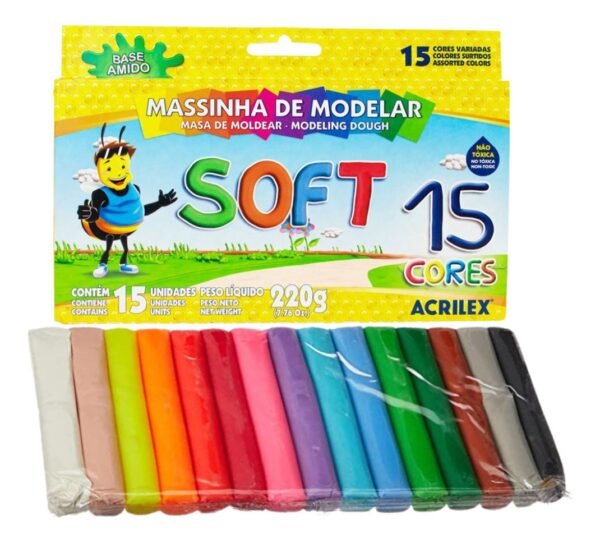 Massinha De Modelar Soft Caixa Com 15 Cores 220g Acrilex