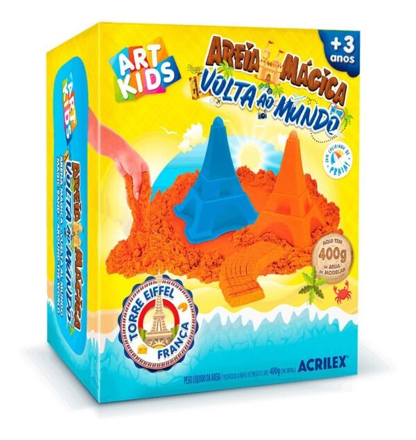 Kit Areia Cinética Mágica Torre Eifel Franca Acrilex 400g