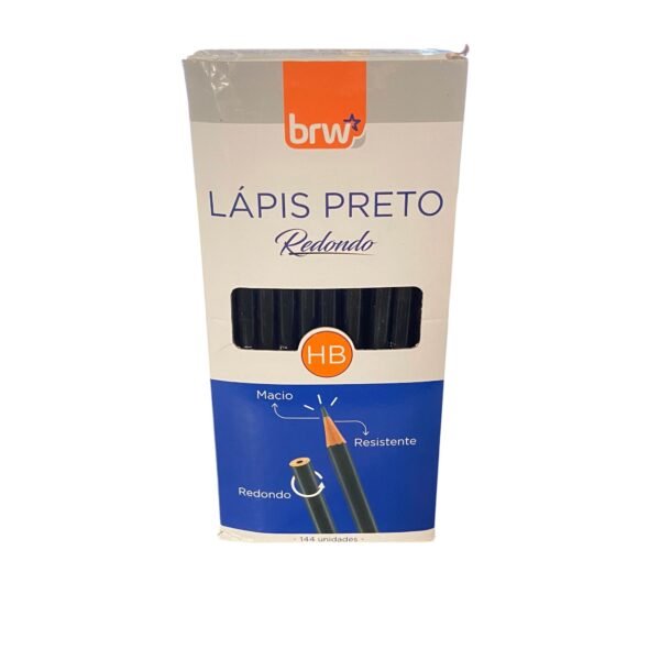 Lápis HB Preto Resina Plástica Corpo Redondo Caixa 144un BRW