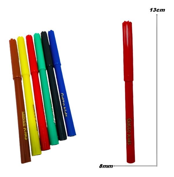 Canetinha Escolar Hidrográfica Lavável Gatte Kids C/ 6 Cores - Image 2