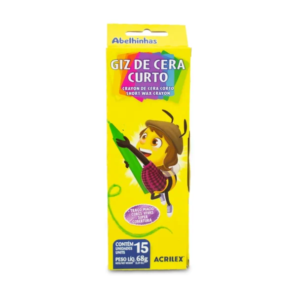 Giz De Cera Curto Macio 68g 15 Cores Acrilex
