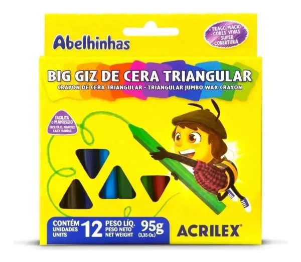 Big Giz de Cera Triangular 95g 12 Cores Acrilex