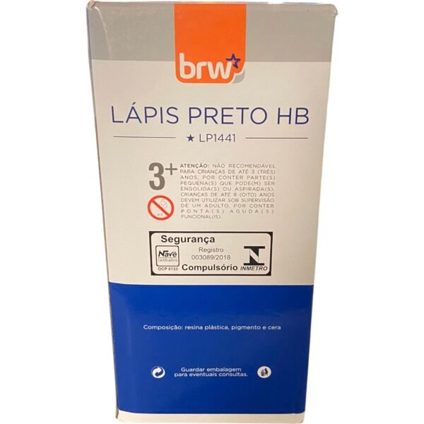 Lápis HB Preto Resina Plástica Corpo Redondo Caixa 144un BRW - Image 3