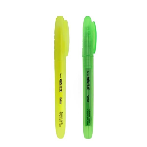 Kit 2 Canetas Marca Texto Amarelo E Verde Gatte