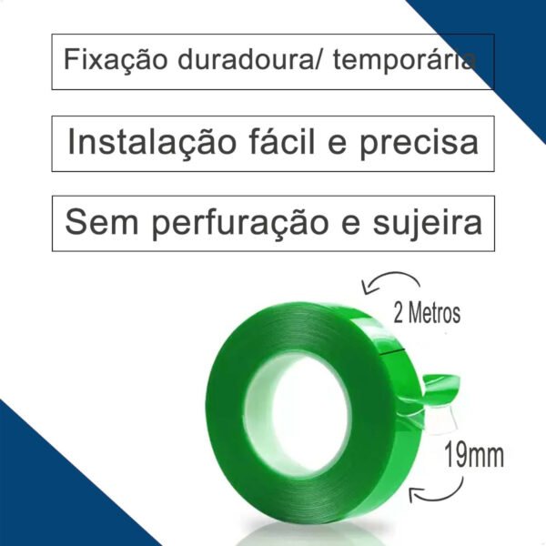 Fita Dupla Face Cola Extra Forte Acrilica 19mmX2m Alltape - Imagem 3