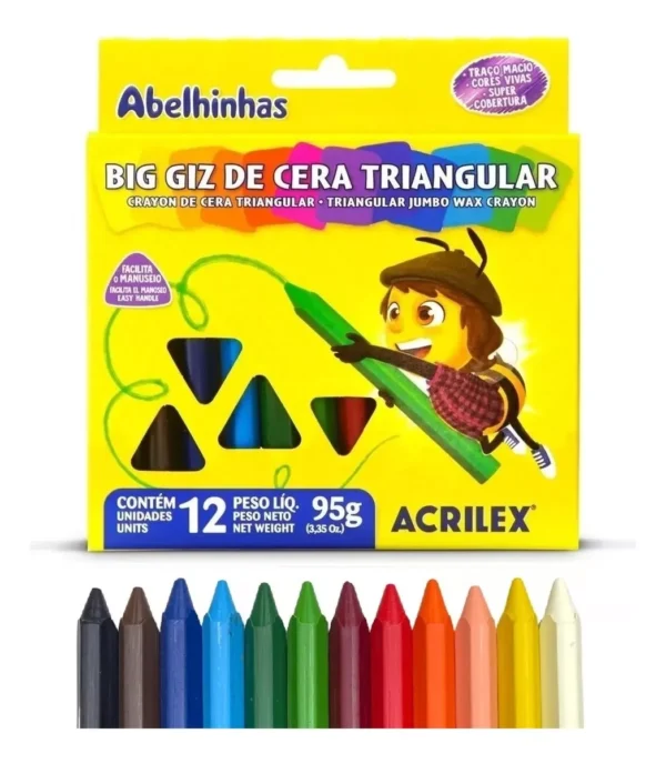 Big Giz de Cera Triangular 95g 12 Cores Acrilex - Image 5