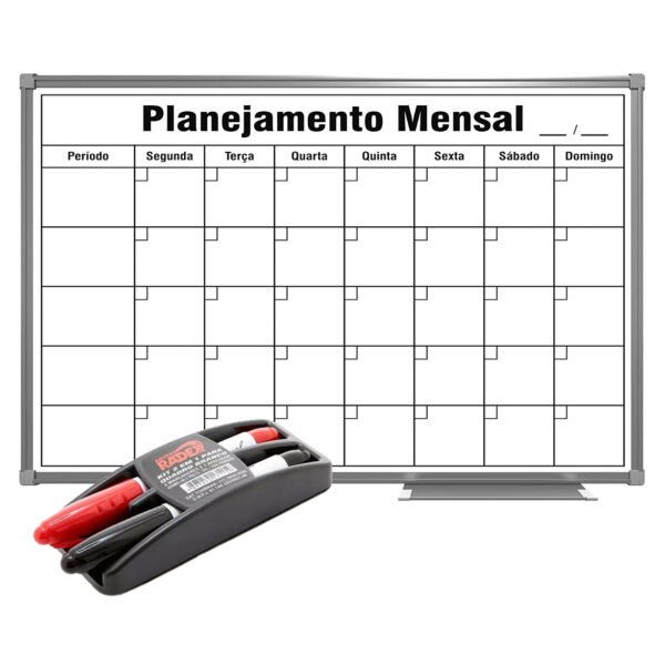 Quadro Planejamento Mensal Aluminio 90x60 Apagador Marcador (21,25)