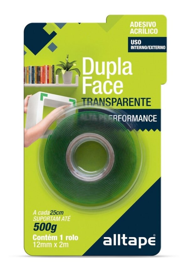 Fita Dupla Face Acrilica Cola Extra Forte 12mmX2m Alltape