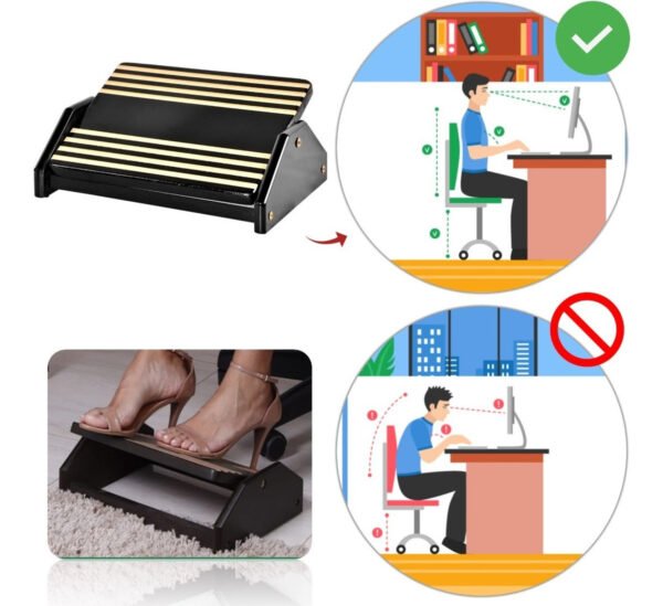 Apoio Ergonômico de Pés Descanso Confortável Mdf Black Piano - Image 4