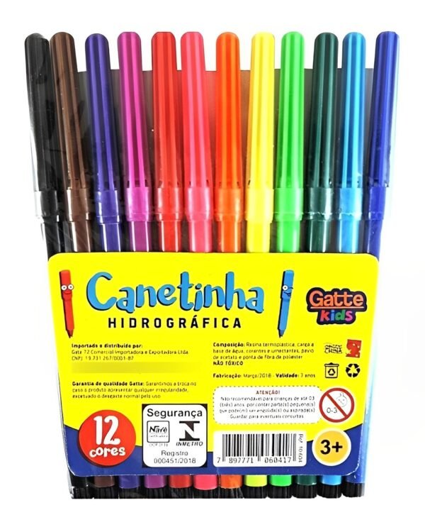 Estojo Canetinhas Escolar Hidrográficas Com 12 Cores Gatte