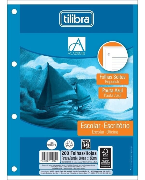 Bloco Fichário Universitário Branco 200Fls 203xx280mm