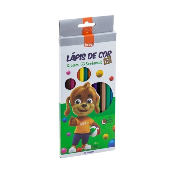 Lápis de Cor Eco Corpo Sextavado 12 Cores com Dedoche BRW