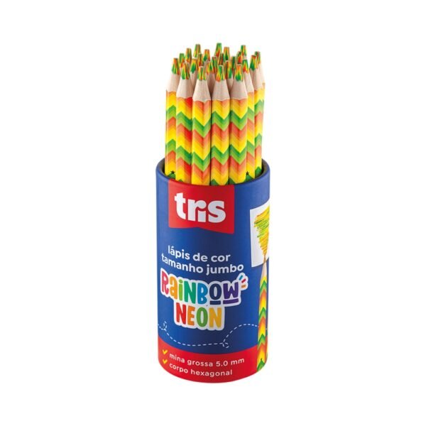 Lápis de Cor Jumbo Rainbow Mina Colorida Neon Pote c/ 24