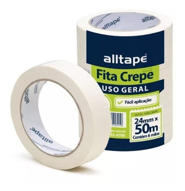 Fita Crepe Larga 24mm X 50m PCT C/6 Rolos Alltape