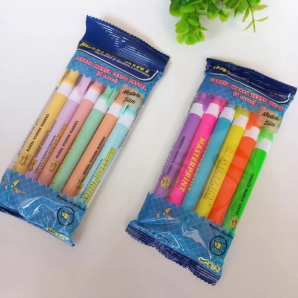 Kit Canetas Marca Texto 6 Cor Pastel 6 Neon Slim Masterprint - Image 3