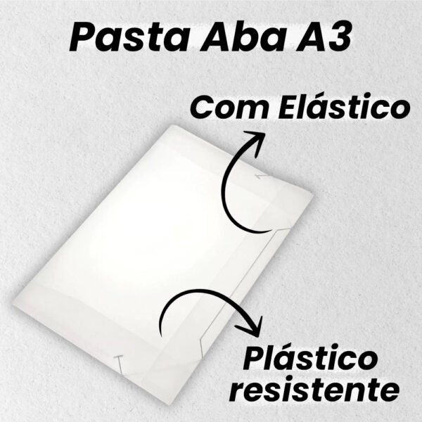 Pasta Aba Fina Grande A3 C/ Elástico 51x36cm Cristal - Image 3