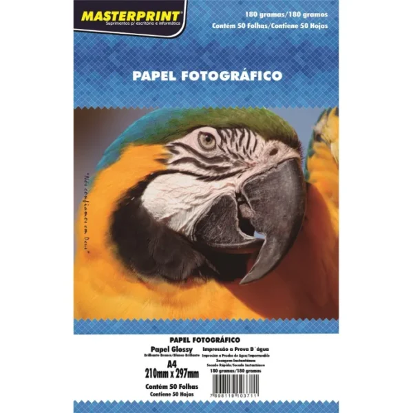 Masterprint A4 50 Folhas Papel Fotográfico 180g Brilho