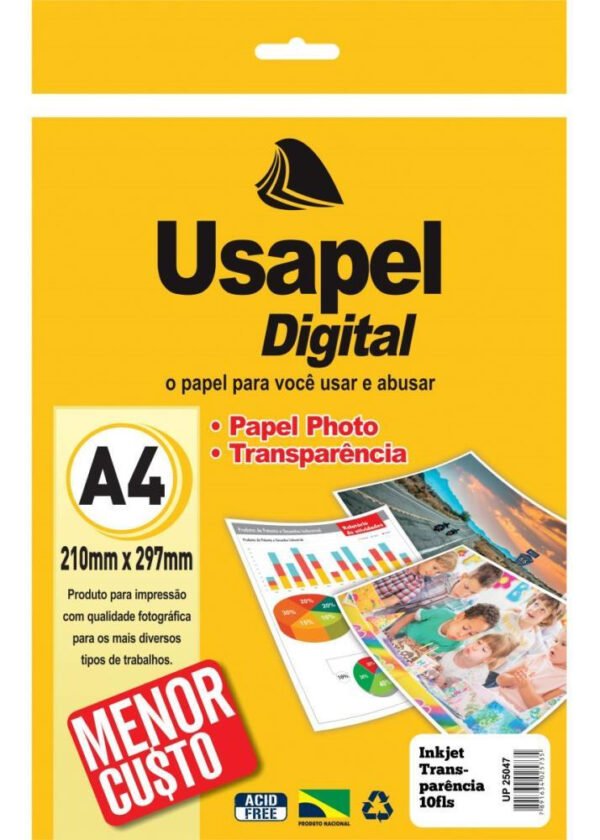 Transparencia Inkjet S/ Tarja A4 Pct 50Fls Usapel