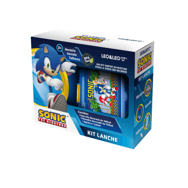 Kit Lancheira SONIC Garrafa Plástica 460ML + Marmita 700ML - Léo&Léo