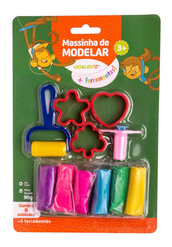 Kit Massinha De Modelar LEOELEO 6 Cores Mais 5 Ferramentas - Image 3
