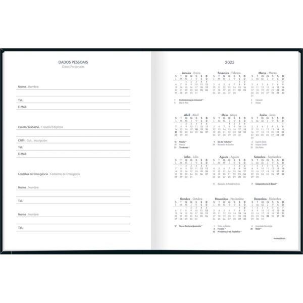 Agenda Costurada Diária 12,3 x 16,6 cm Pepper Preta 2025 - Image 4