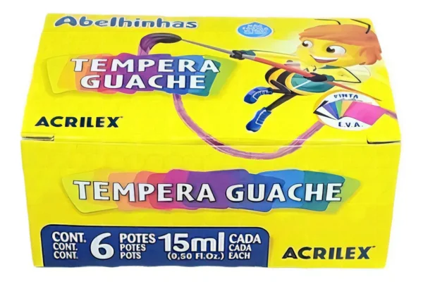 Tinta Tempera Guache 15ml 6 Cores Acrilex