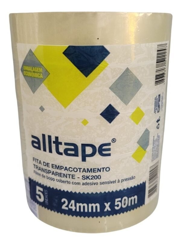 Fita PP Adesiva Transparente 24x50m Pct C/5 Alltape