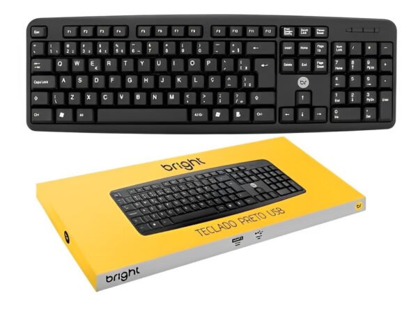 Teclado Computador Usb Preto Básico Fio 1,3m Abnt2