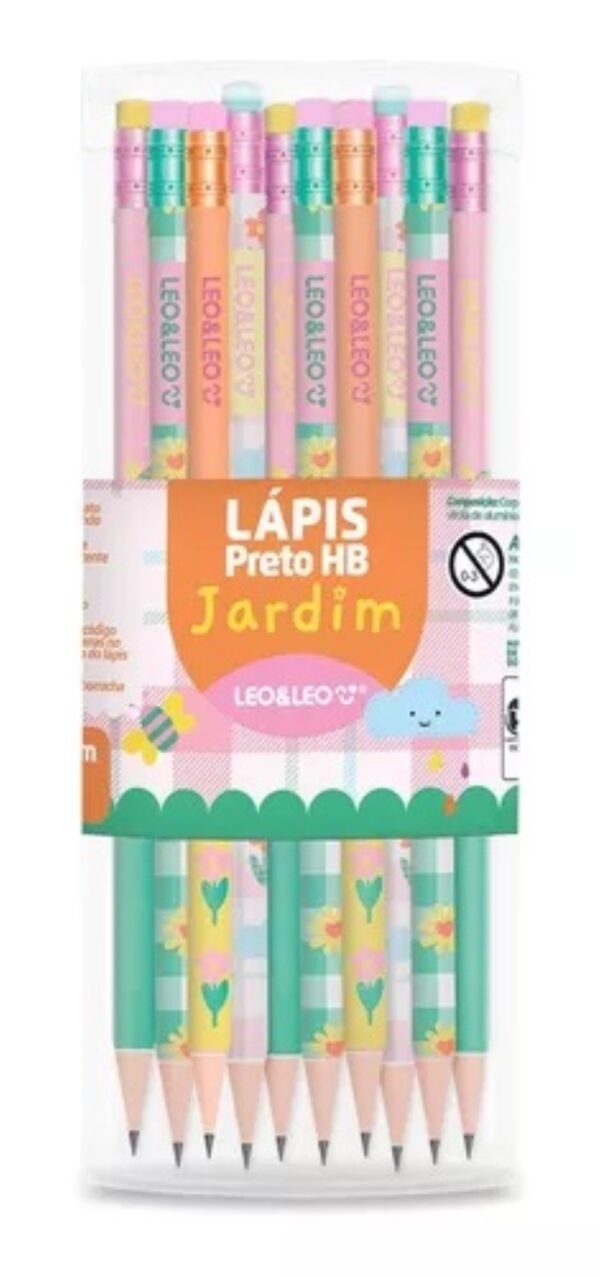 Lapis Grafite HB Jardim c/ Borracha Pote c/ 72un Leo&Leo