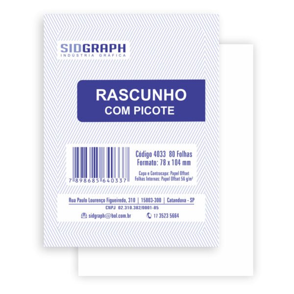 20 Blocos Rascunho Com Picote 80 Folhas 7,8X10,4Cm