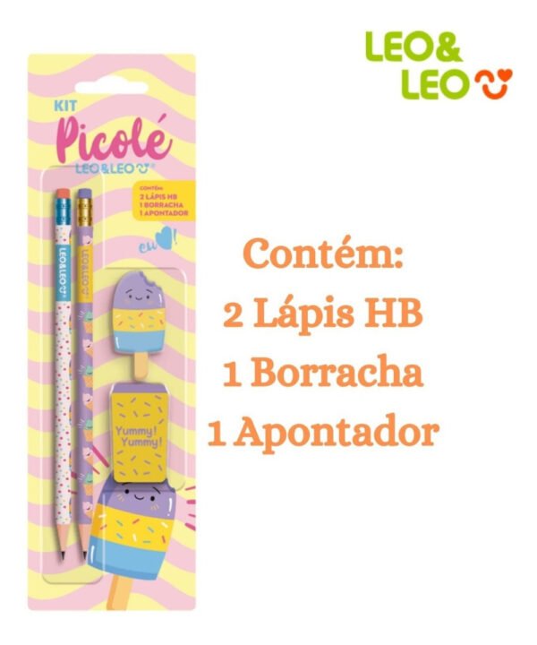 Kit Lápis HB Com Borracha E Apontador Infantil - Picolé - Image 2