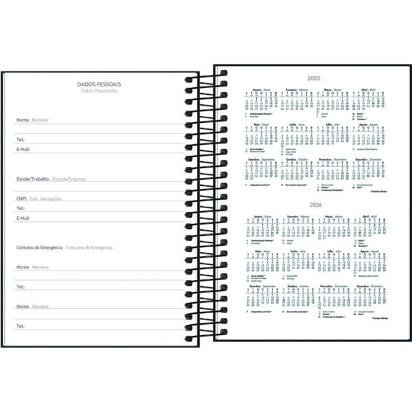 Agenda Espiral Diária 14,0 x 20,0 cm Spice Preta kit 3un 2025 - Image 2