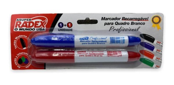 Kit Marcadores Quadro Branco Recarregáveis Azul E Vermelho - Image 2