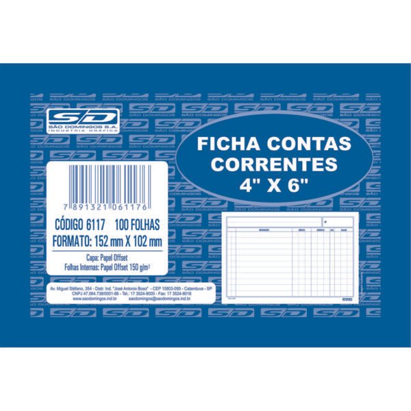 Ficha Conta Corrente 4x6 Bloco C/ 100 Fls