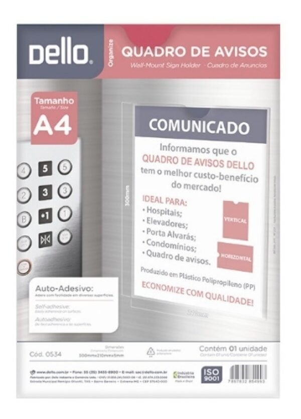 Quadro De Avisos Expositor Display A4 Acrílico Rígido Dello - Image 2