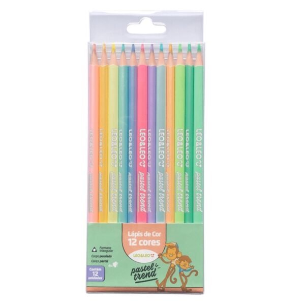 Lapis de Cor c/ 12 Cores Pastel Trend Leo&Leo