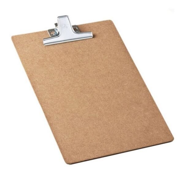 Prancheta Oficio De Madeira Mdf Prendedor Metal Kit C/ 12