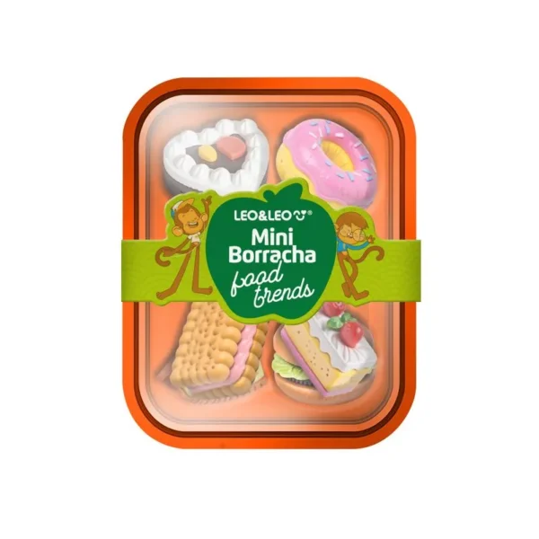 Estojo com 4 mini borrachas Food Trends LEO&LEO