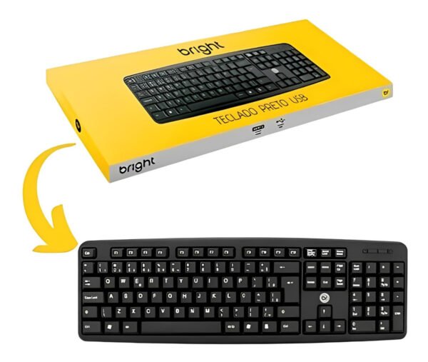 Teclado Computador Usb Preto Básico Fio 1,3m Abnt2 - Image 6