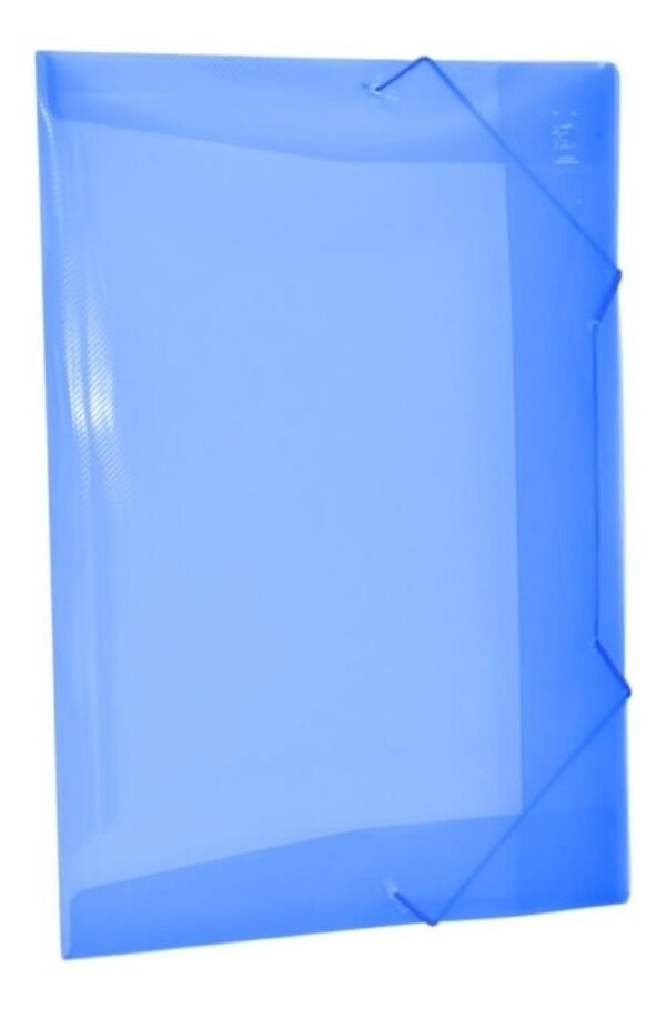 10 Pastas Ofício Plástico com Abas Transparente Azul