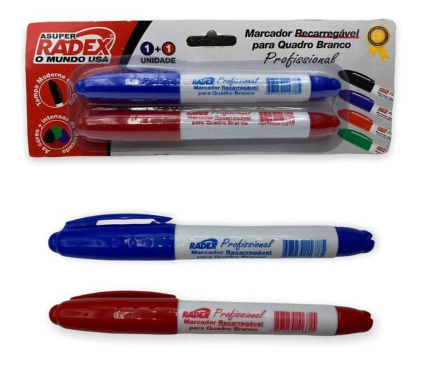 Kit Marcadores Quadro Branco Recarregáveis Azul E Vermelho