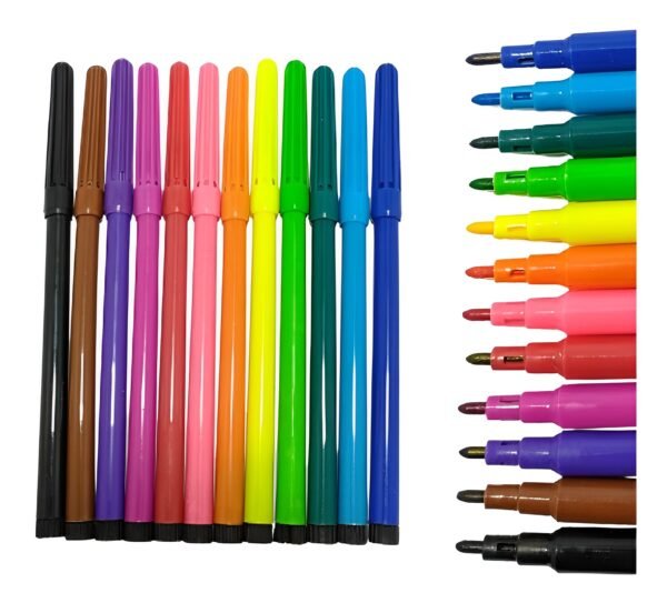 Estojo Canetinhas Escolar Hidrográficas Com 12 Cores Gatte - Image 2