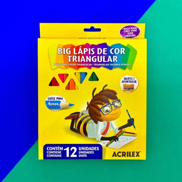 Lápis de Cor Big Triangular 12 Cores + 1 Apontador Acrilex - Image 2