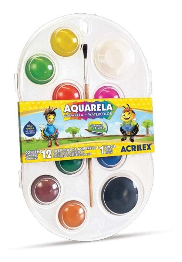 Estojo Aquarela Com 12 Cores Com Pincel Acrilex