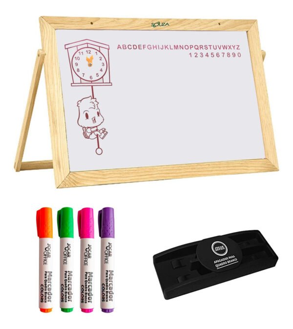 Lousa Quadro Infantil Pedagógico 70x50 + Apag + Marcadores