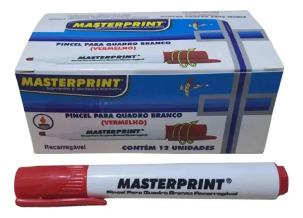 Pincel Recarregavel Quadro Branco MP619 Vermelho Masterprint CX 12un - Image 3